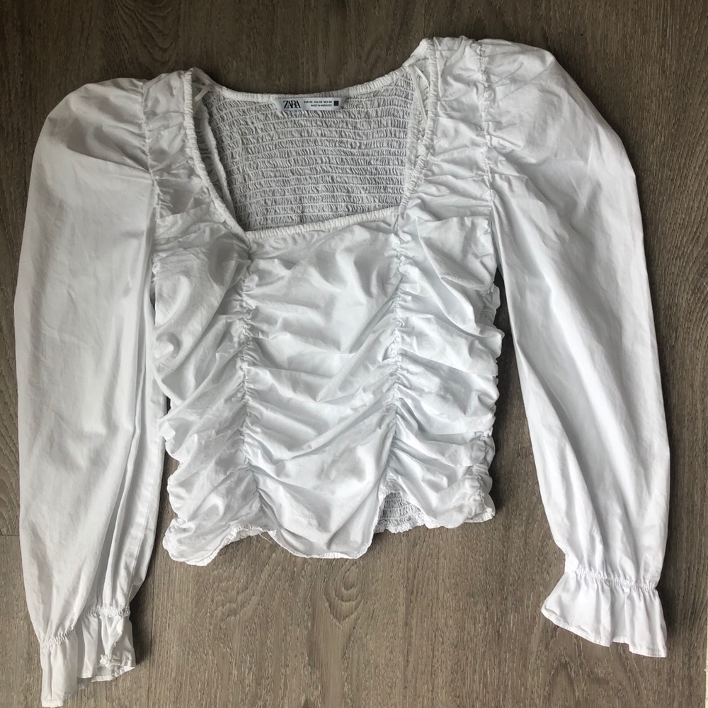 White Zara Puff Sleeve Top
